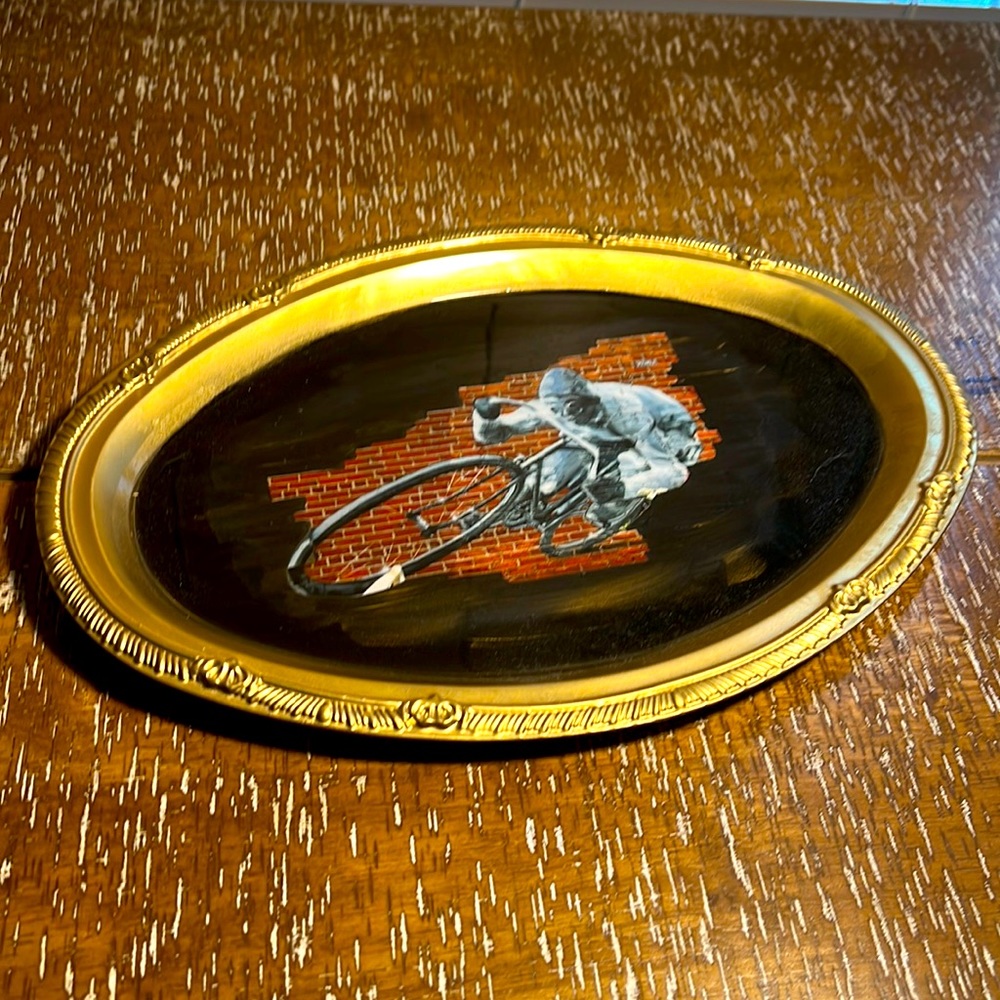 Painted oval serving tray